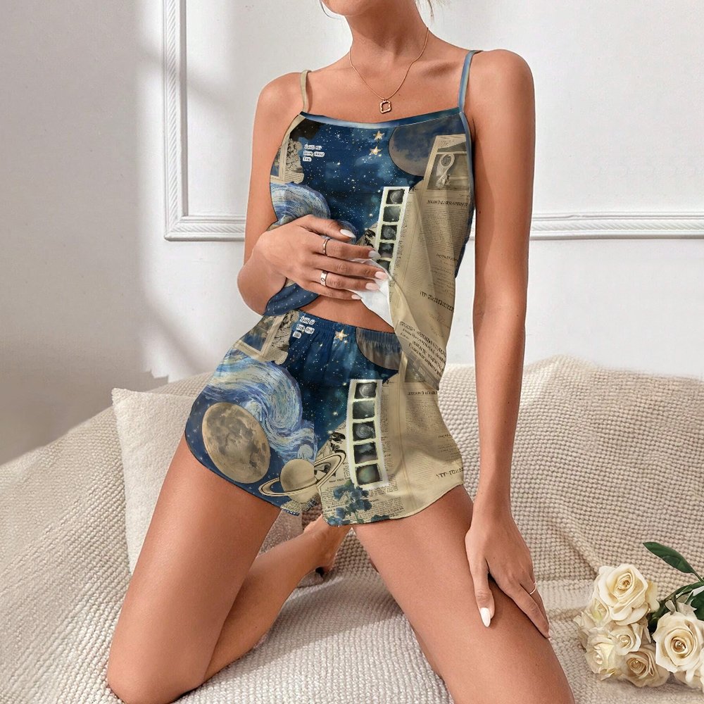 Across The Ocean And Stars Women's Geek Suspender Cami Set
