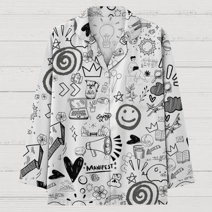 Stick Figure Geek Long Sleeve Pajama Set