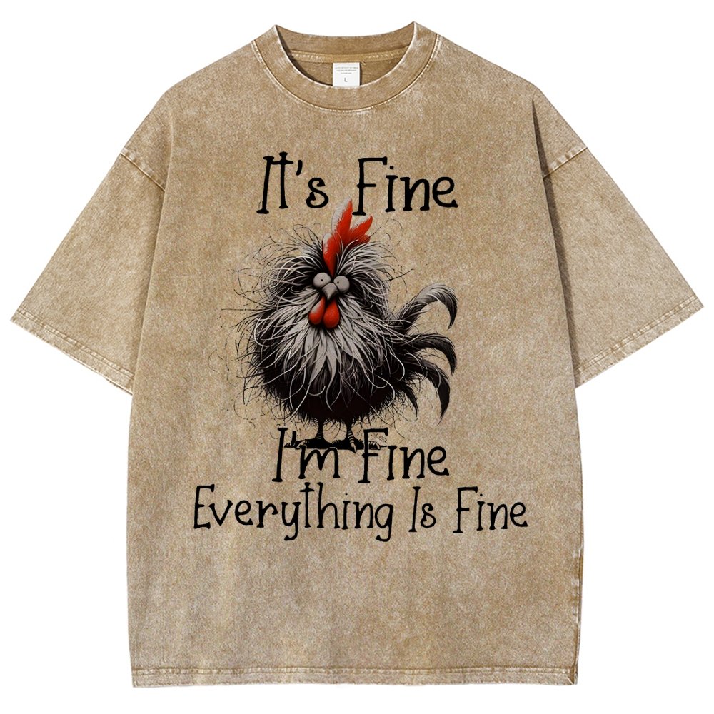 It's Fine，Funny Chick Vintage Distressed T-shirt