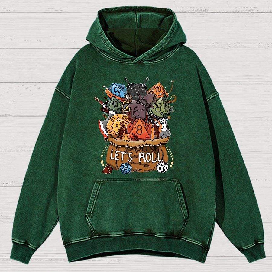 Let's Roll Nerdy Vintage Distressed Hoodie