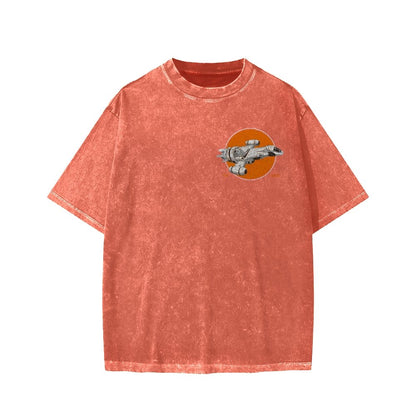 Retro Smugglers Front And Back Printing Washed T-shirt