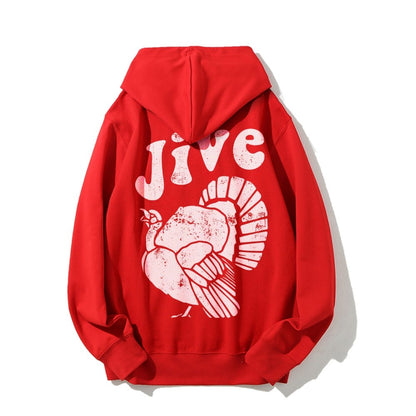 Jive Turkey Printed Back Unisex Cotton Hoodie