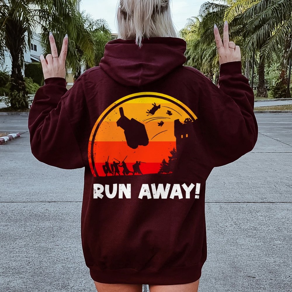 Run Away Printed Back Unisex Cotton Hoodie