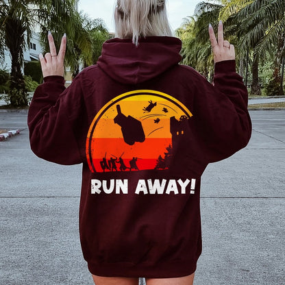 Run Away Printed Back Unisex Cotton Hoodie