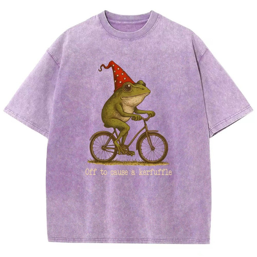 Off to Cause a Kerfuffle Frog Vintage Distressed T-shirt
