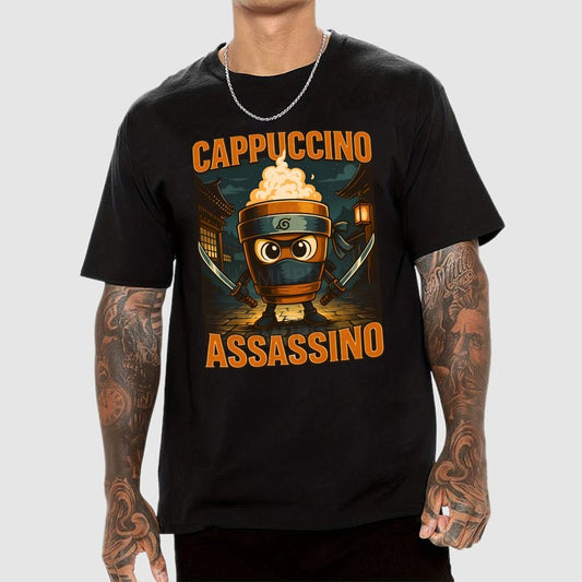 Italian Brainrot Cappuccino Assassino Beverage Coffee Lovers Unisex Geek T-Shirt