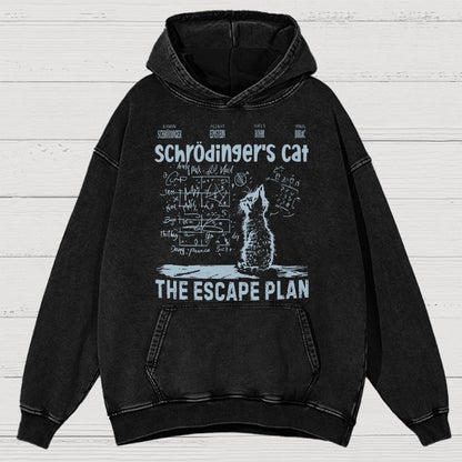 Schrodinger's Cat Escape Plan Interesting Physics Science Vintage Distressed Hoodie