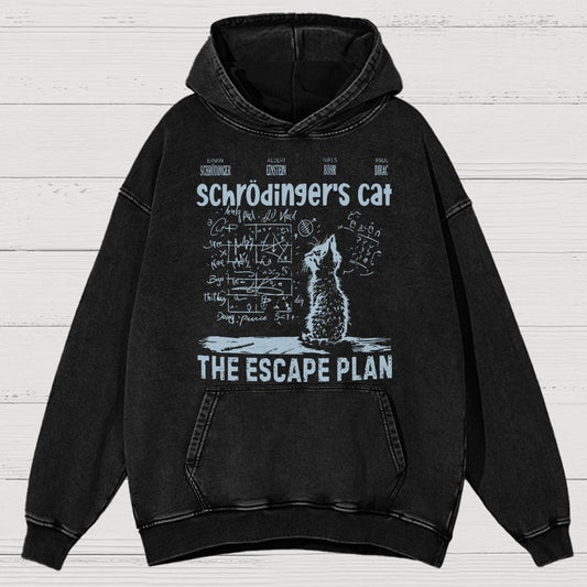 Schrodinger's Cat Escape Plan Interesting Physics Science Vintage Distressed Hoodie