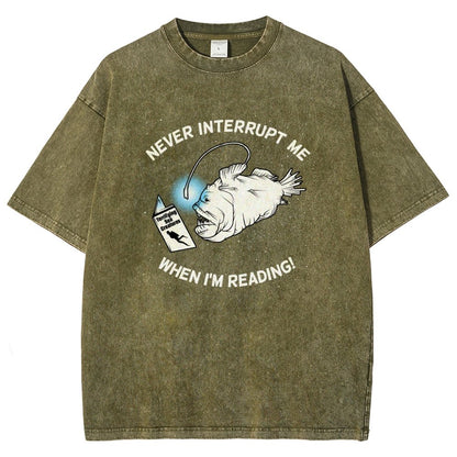 Angler Fish Reading Vintage Distressed T-shirt