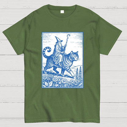 Wizard Cat Rider Geek T-Shirt