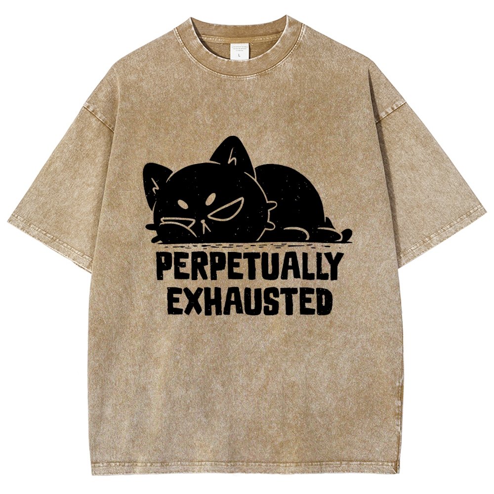 Perpetually Exhausted Cat Vintage Distressed T-shirt