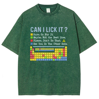 Can I Lick It Question Mark Periodic Table Of Elements Science Vintage Distressed T-shirt