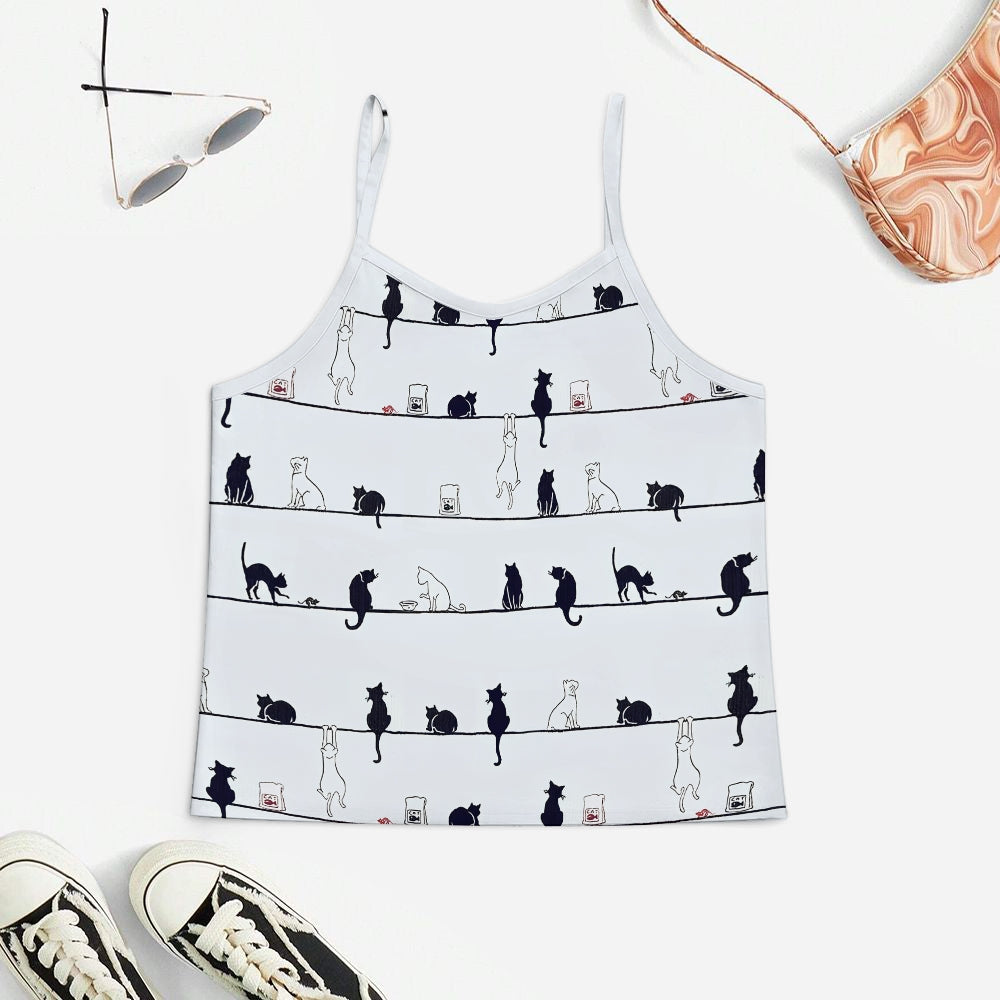Cute Cat Women's Geek Suspender Cami Set