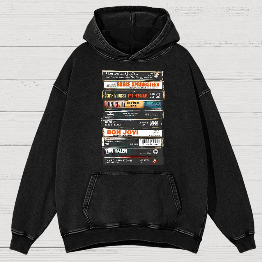 Vintage Rock Cassettes Vintage Distressed Hoodie