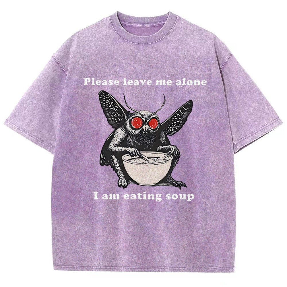 Mothman Eating Soup Please Leave Me Alone I Am Eating Soup Vintage Distressed T-shirt