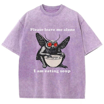Mothman Eating Soup Please Leave Me Alone I Am Eating Soup Vintage Distressed T-shirt
