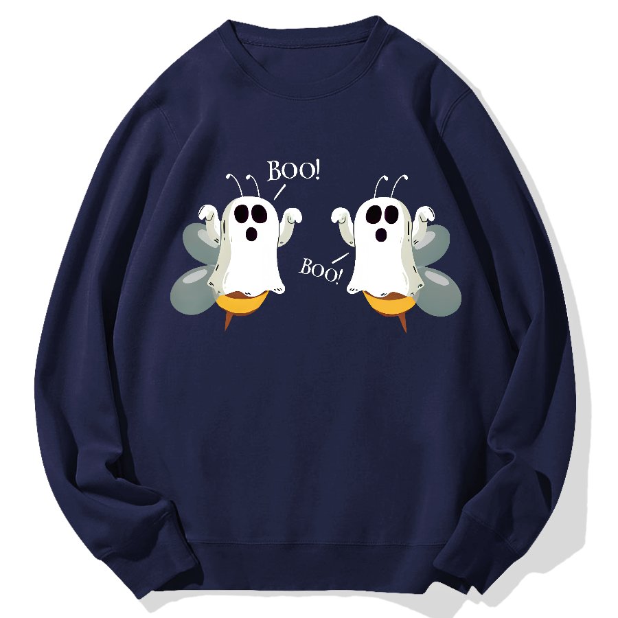 Ghost Bees Saying Boo Funny Halloween Geek Cotton Sweatshirt