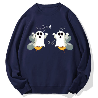 Ghost Bees Saying Boo Funny Halloween Geek Cotton Sweatshirt