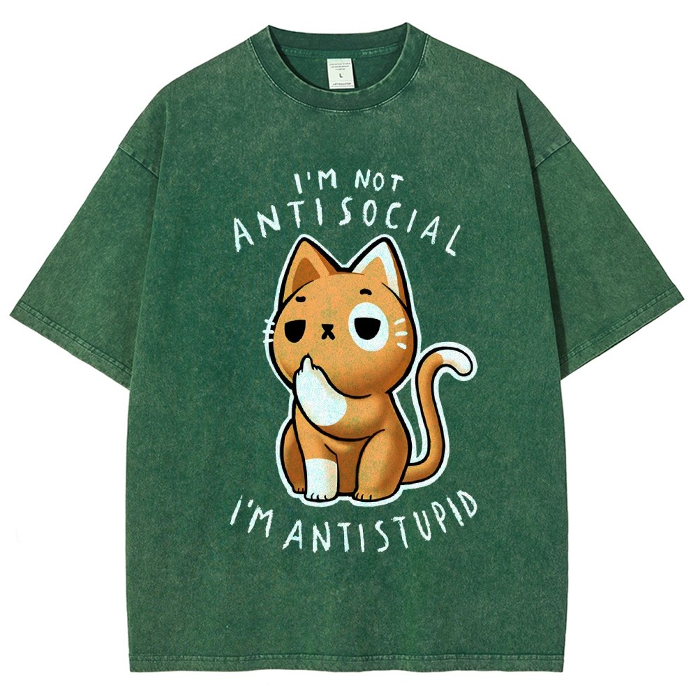 I'm not Antisocial I'm Antistupid Vintage Distressed T-shirt