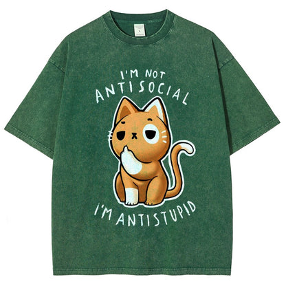 I'm not Antisocial I'm Antistupid Vintage Distressed T-shirt