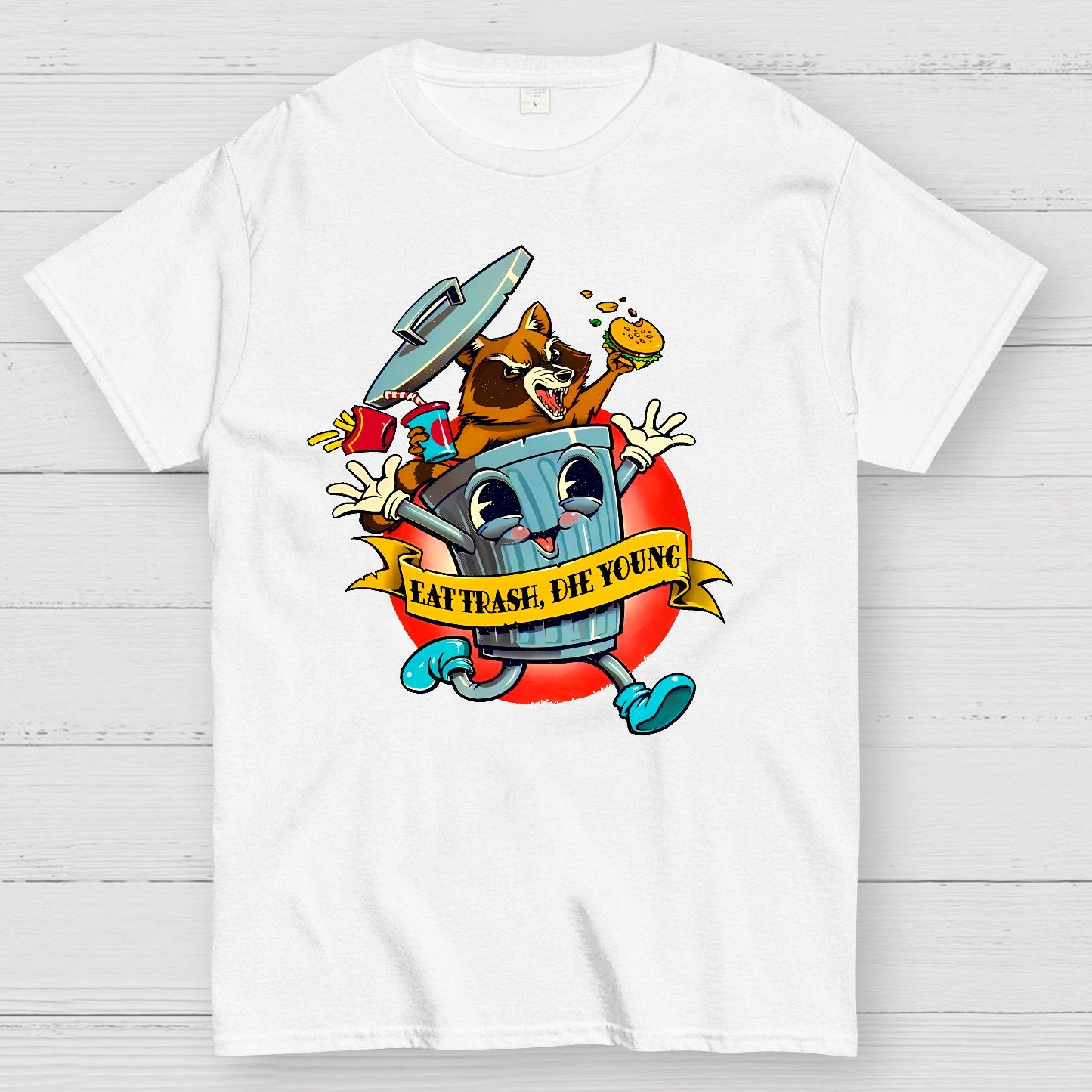 Eat Trash Die Young Vintage Cartoon Classic Geek T-Shirt