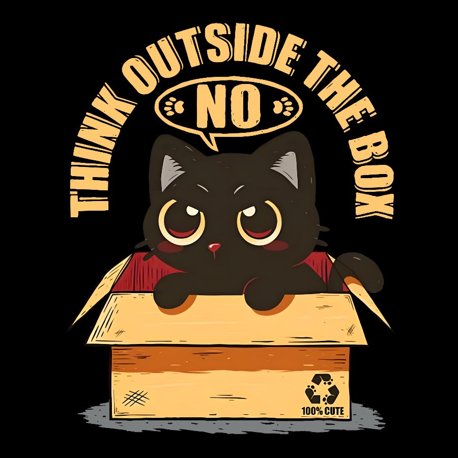 Cat THink Outside In A Box Geek T-Shirt