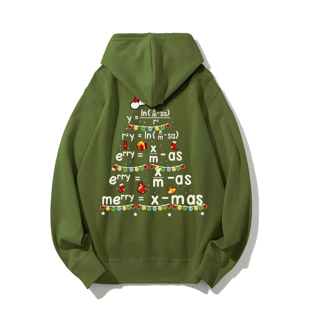 Christmas Math Printed Back Unisex Cotton Hoodie