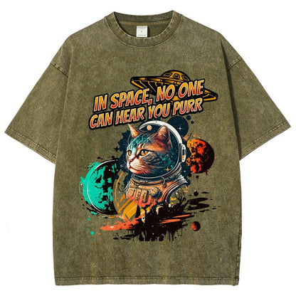 In Space No One Can Hear You Purr Vintage Distressed T-shirt