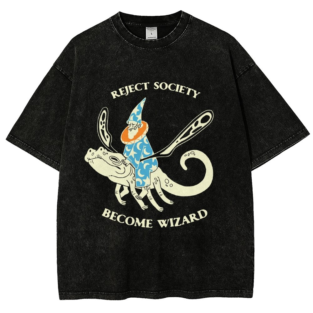 Reject-society become-wizard Vintage Distressed T-shirt