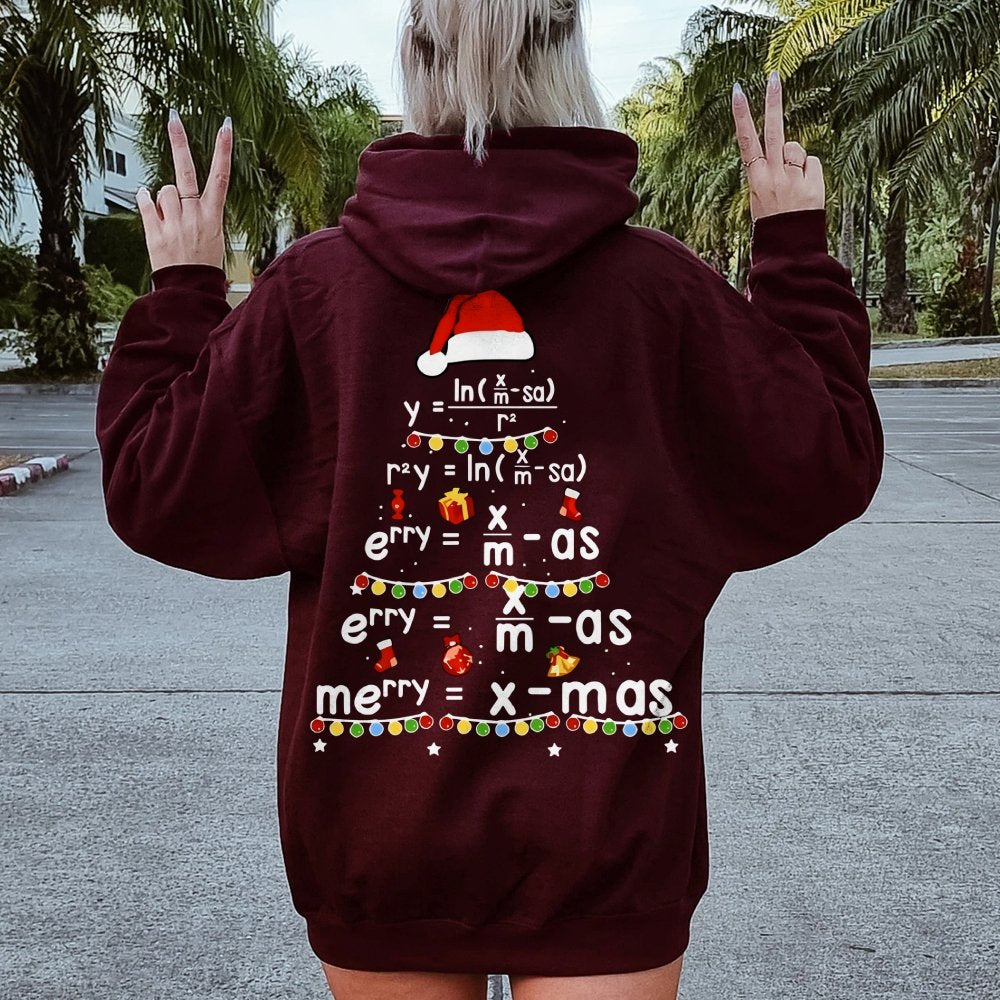 Christmas Math Printed Back Unisex Cotton Hoodie