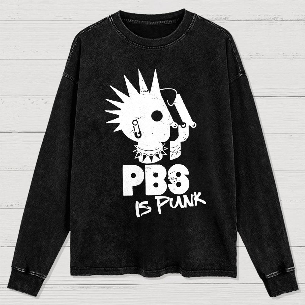 PBS Is Punk Washed Long Sleeve Tee