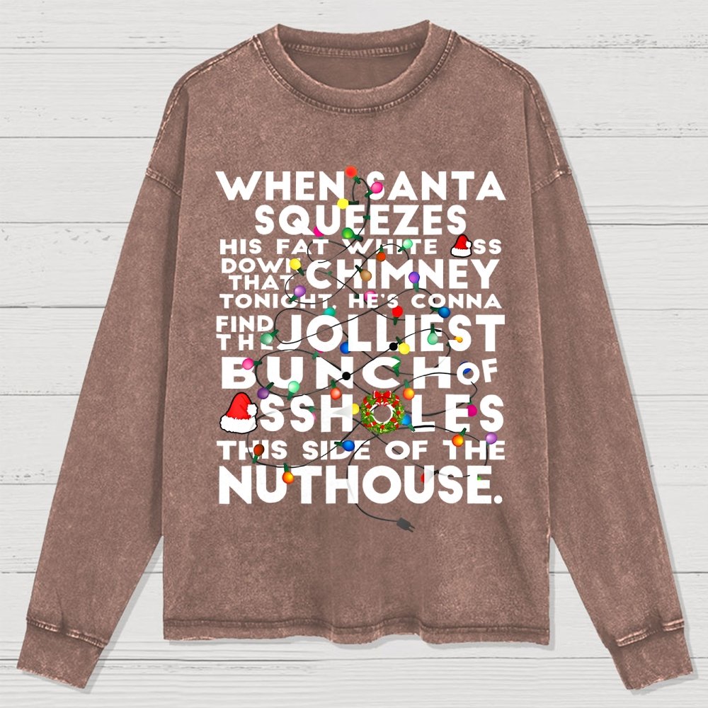 Christmas Vacation Jolliest Bunch Washed Long Sleeve Tee