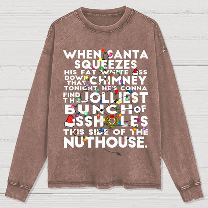 Christmas Vacation Jolliest Bunch Washed Long Sleeve Tee