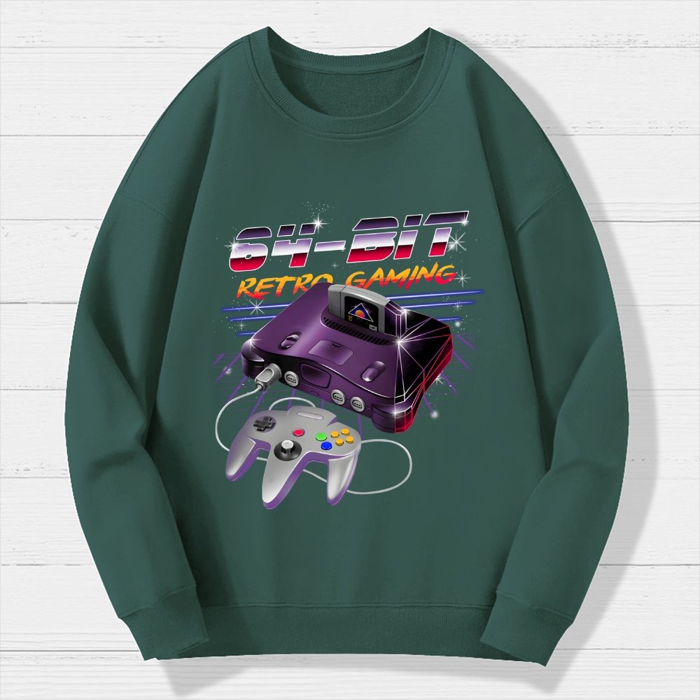 '64-Bit Retro Gaming Geek Cotton Sweatshirt