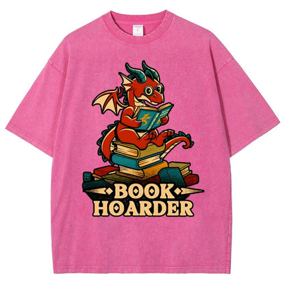 Book Hoarder Dragon Vintage Distressed T-shirt