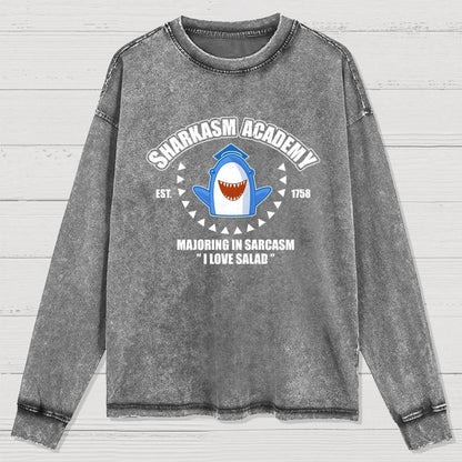 Sharkasm Academy Washed Long Sleeve Tee
