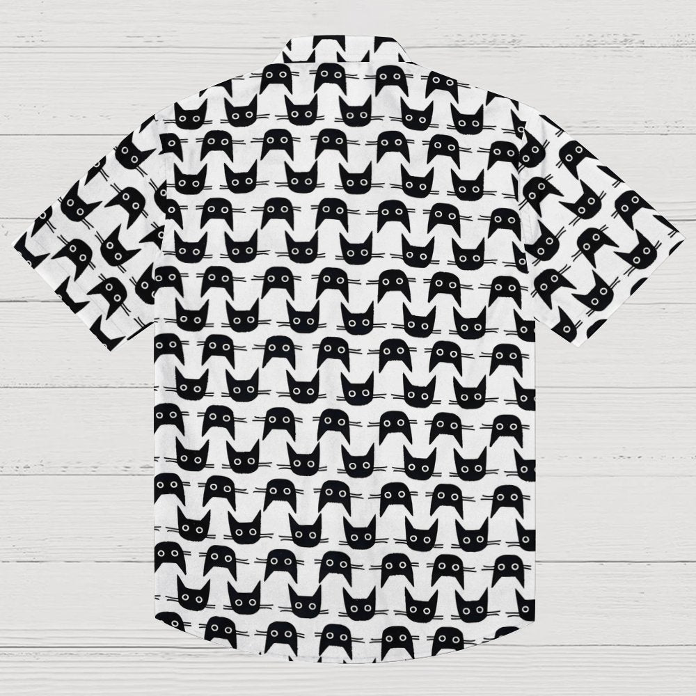 Black cat avatar Geek Hawaiian Shirt