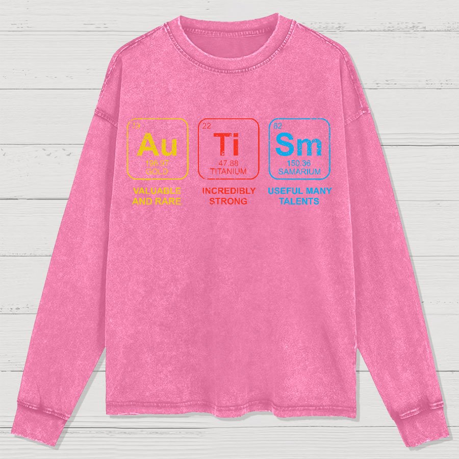 Autism Awareness Periodic Table Elements Geeks Washed Long Sleeve Tee