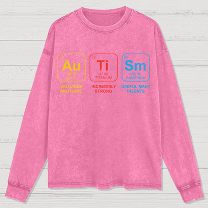 Autism Awareness Periodic Table Elements Geeks Washed Long Sleeve Tee