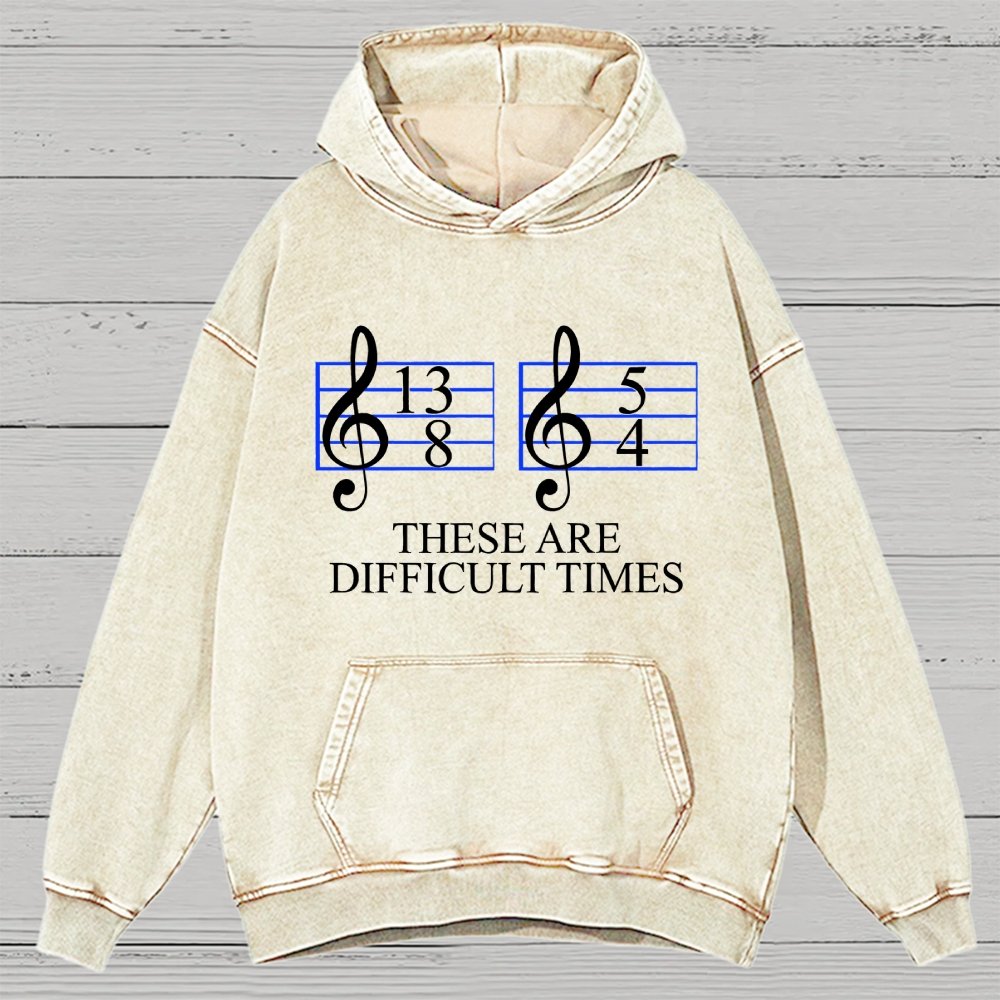Music Difficult Times Vintage Distressed Hoodie