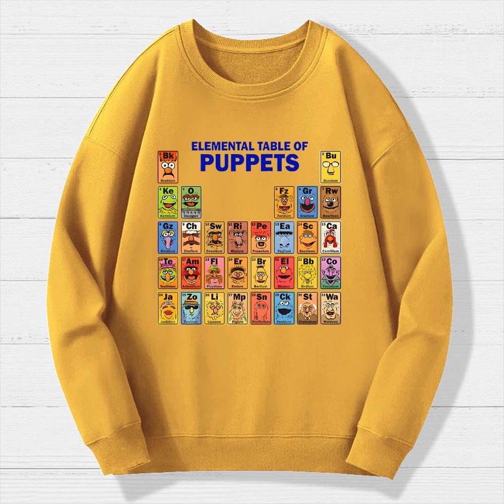 Elemental Table Of Puppets Geek Cotton Sweatshirt