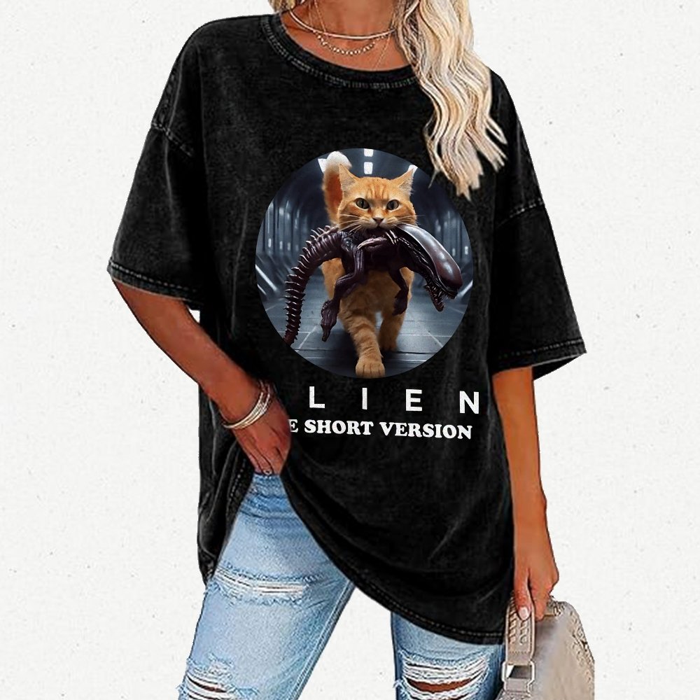 Mysterious Creature Short Version Vintage Distressed T-shirt
