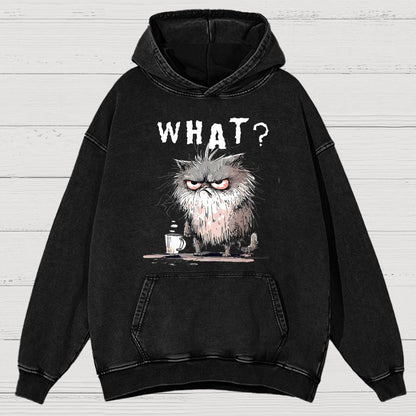 Bad Temper Feline With Coffee Grumpily Catty Funny Vintage Distressed Hoodie