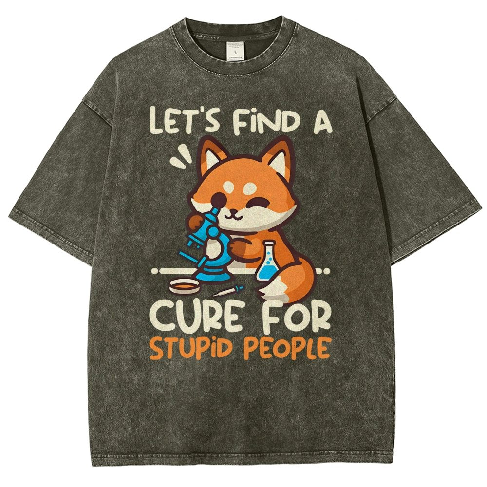 Fox Cure For Stupid People Vintage Distressed T-shirt