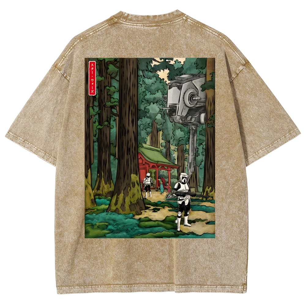 Cosmic Realm In Japanese Forest Washed T-Shirt