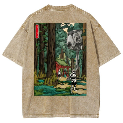 Cosmic Realm In Japanese Forest Washed T-Shirt