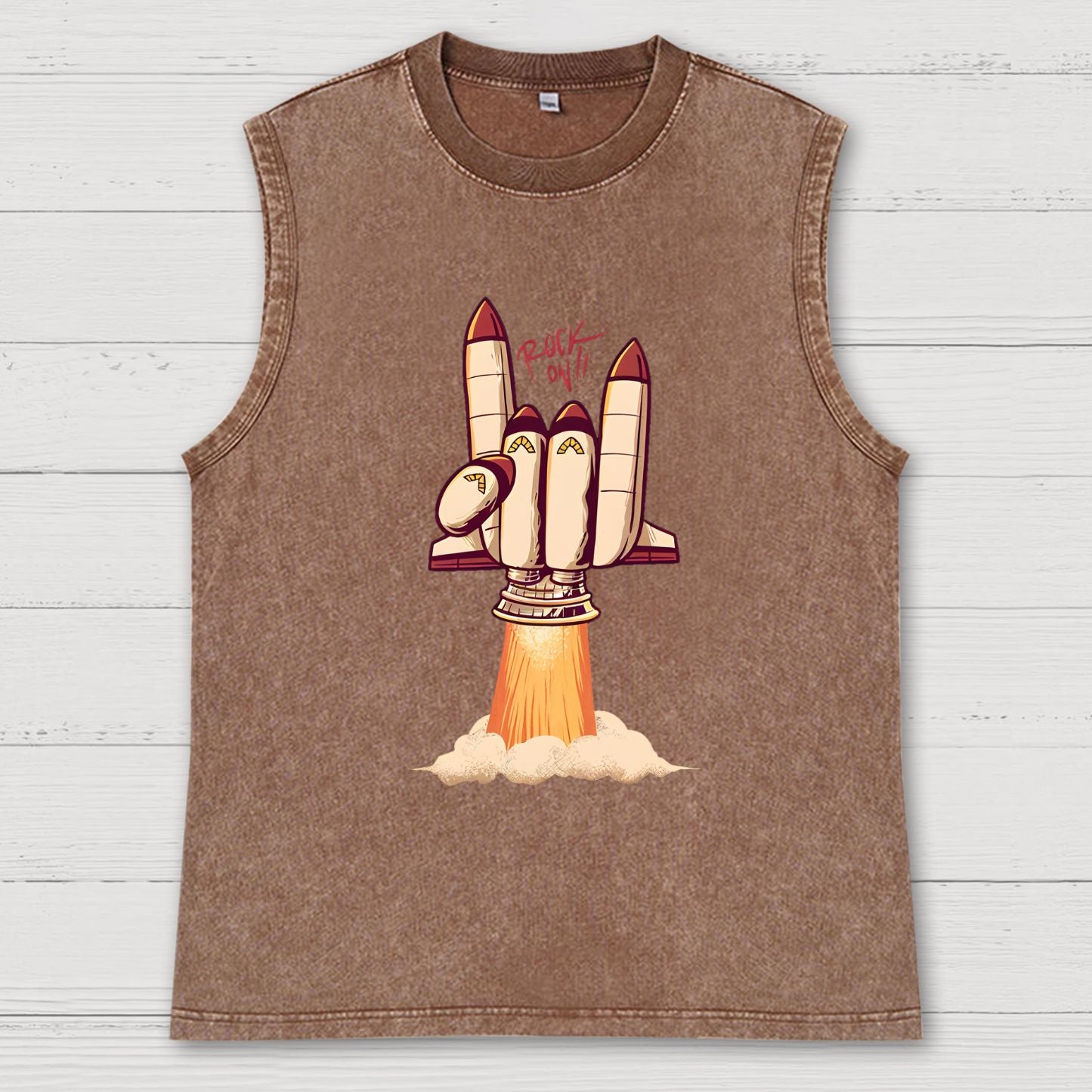 Rock On Rocket Vintage Distressed Washed Tank