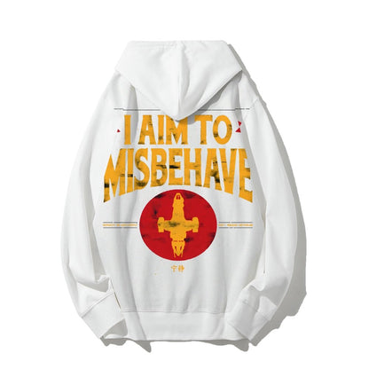 I Aim To Misbehave Geeky Printed Back Cotton Hoodie