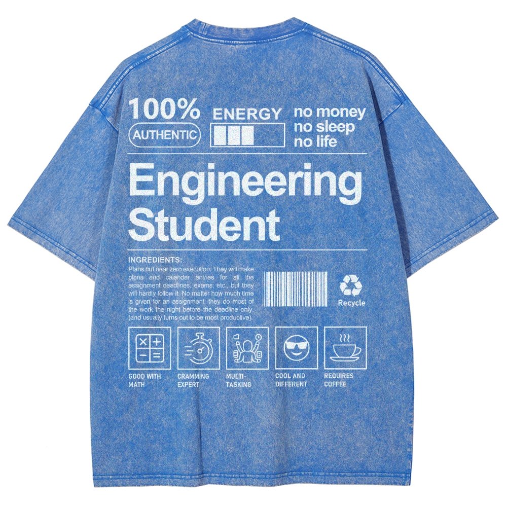 Engineering Student Unisex Fit Washed T-Shirt