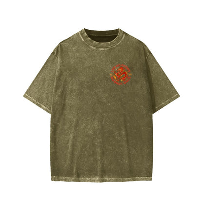 Lee Ho Fooks Front And Back Printing Washed T-shirt